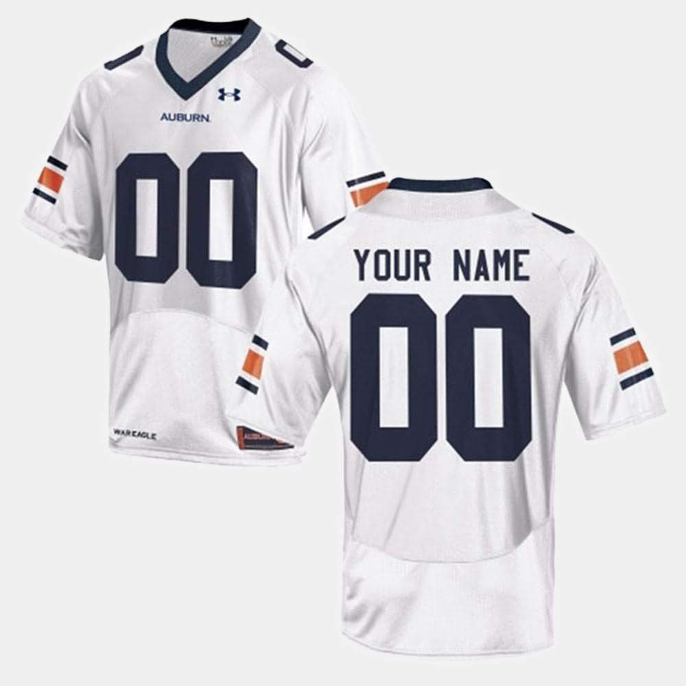Men's Auburn Tigers #00 Custom White College Stitched Football Jersey